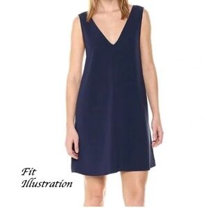 Diane Von Furstenberg Shift Dress w/ Pockets - Navy Blue Size 2